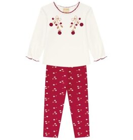Milon SALE Cream Red Cherry Motif Pant Set