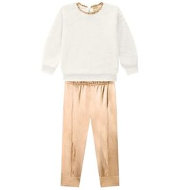 Milon SALE Cream Top Gold Pants Set