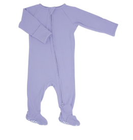 Sweet Bamboo Orchid Petal Ribbed Zippered Footie