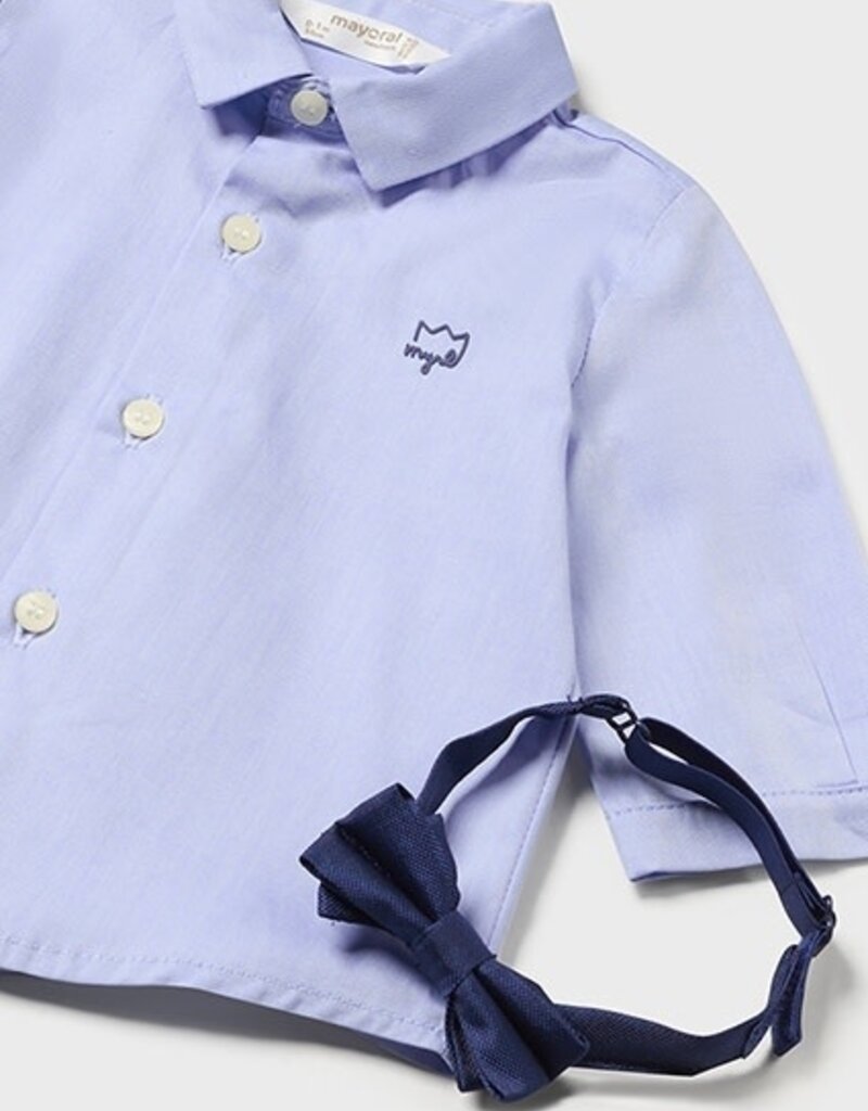 Mayoral Baby Boy Sky Blue Dress Shirt w/Bow Tie