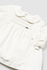 Mayoral Cream Dress w/Tan Smocking