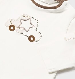 Mayoral SALE L/S Cream Tee w/Car Applique