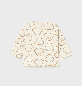 Mayoral SALE L/S Cream Tee w/Car Motif