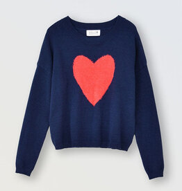 Molly Bracken SALE Navy Sweater w/Red Heart