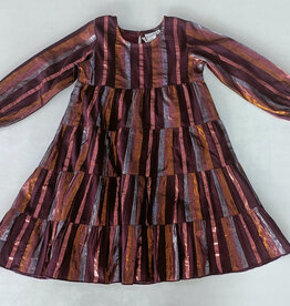 Yo Baby SALE Burgundy Multi Lurex Tiered L/S Dress