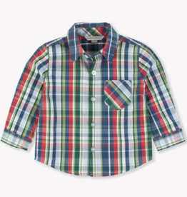 RuffleButts SALE Prep School Plaid L/S Button Down Shirt