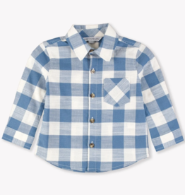 RuffleButts Countryside Blue Plaid L/S Button Down Shirt