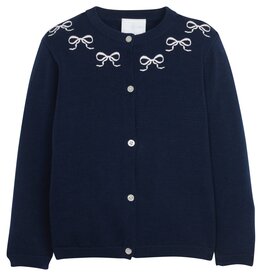 Little English SALE Embroidered Essential Cardigan Navy Bows