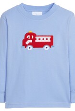 Little English Applique T-Shirt Fire Truck Lt Blue