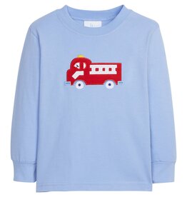Little English SALE Applique T-Shirt Fire Truck Lt Blue
