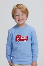 Little English Applique T-Shirt Fire Truck Lt Blue