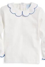 bella bliss L/S Pima Scallop Collar Tee Ivory w/Sapphire