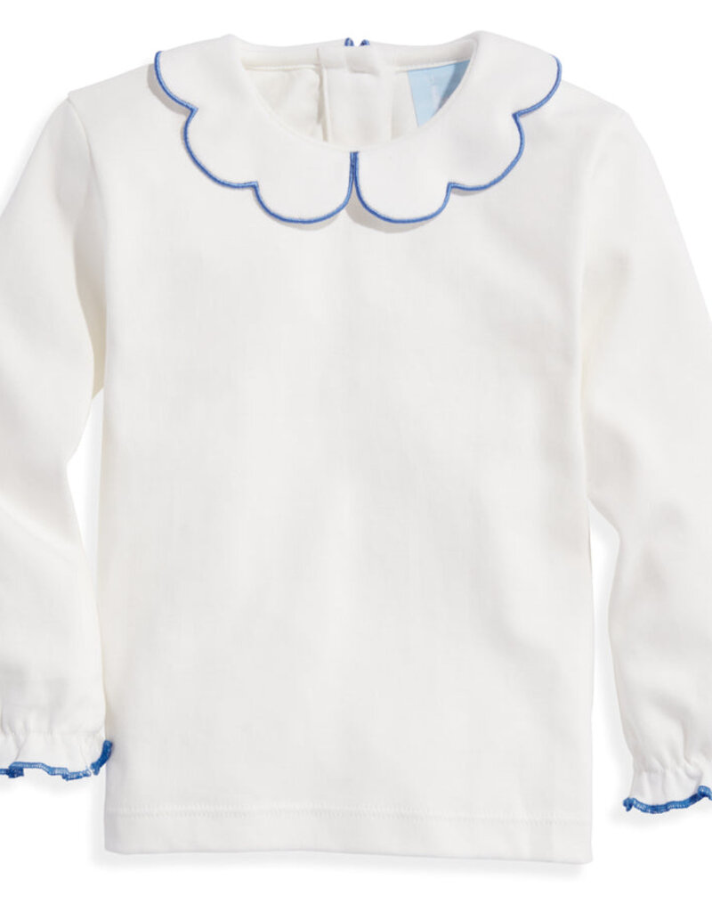 bella bliss L/S Pima Scallop Collar Tee Ivory w/Sapphire