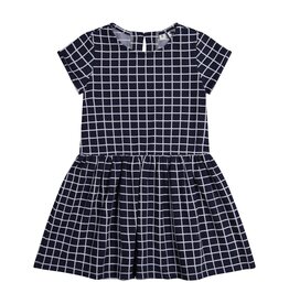 Busy Bee Palmer Dropwaist Dress Navy Windowpane Check