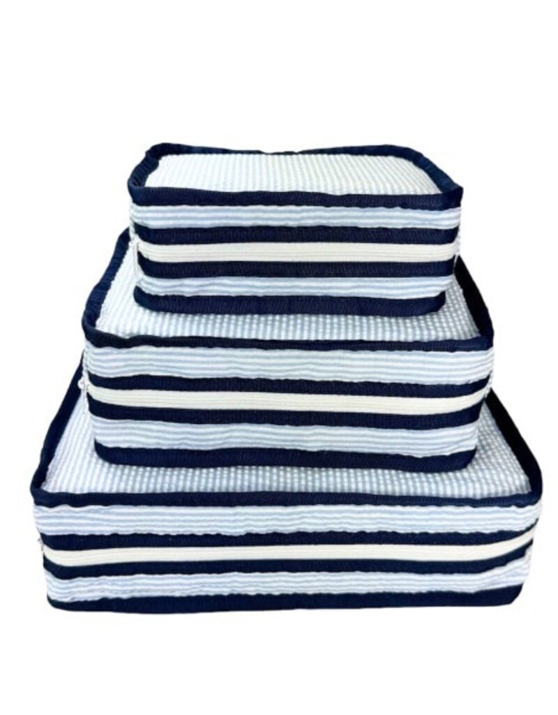 Mint Navy Seersucker Stacking Set