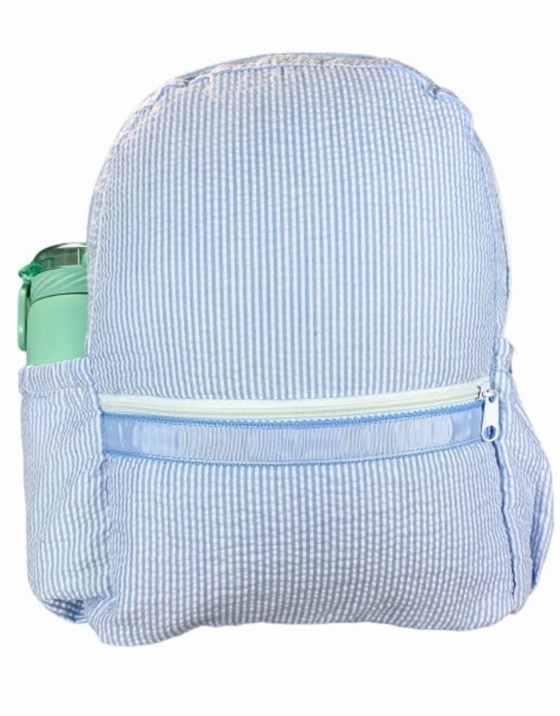 Mint Baby Blue Seersucker MED Backpack w/Pocket