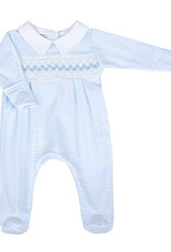 Magnolia Baby Logan Smocked Collared Footie Lt Blue