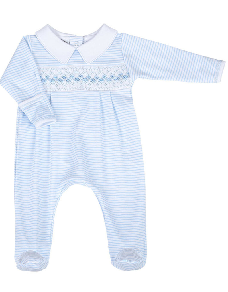 Magnolia Baby Logan Smocked Collared Footie Lt Blue