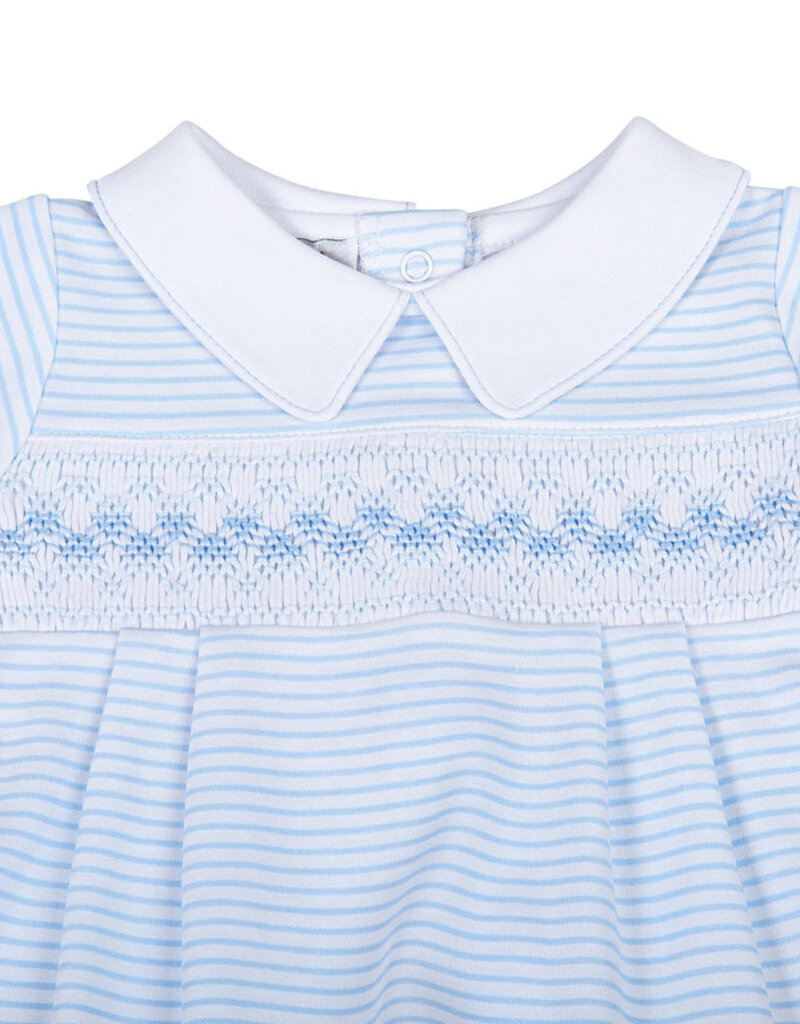 Magnolia Baby Logan Smocked Collared Footie Lt Blue