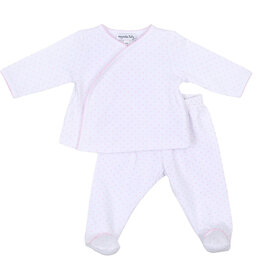 Magnolia Baby Mini Dots Pink X-Tee Footed Pant Set
