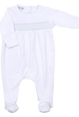 Magnolia Baby Mini Dots Lt Blue Smocked Footie