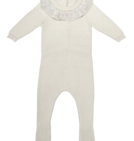 Maniere Chic Ruffle Collar Footie Ivory