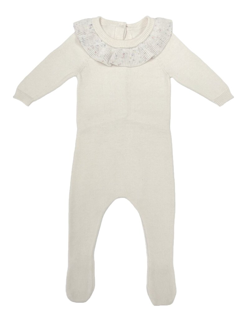 Maniere Chic Ruffle Collar Footie Ivory