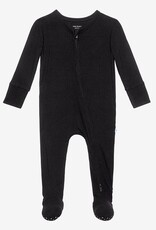 Posh Peanut Solid Ribbed Black Zippered Footie