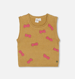 Deux par Deux SALE Knit Vest w/Bows Golden Brown