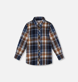 Deux par Deux SALE L/S Button Down Shirt Blue Hazel Plaid