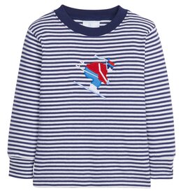 Little English SALE Applique T-Shirt Ski Navy Stripe