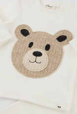 oh baby! Cream Teddy Bear Face Applique L/S 2pc Set