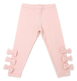 oh baby! SALE Pale Pink Wide Rib Leggings w/Bows