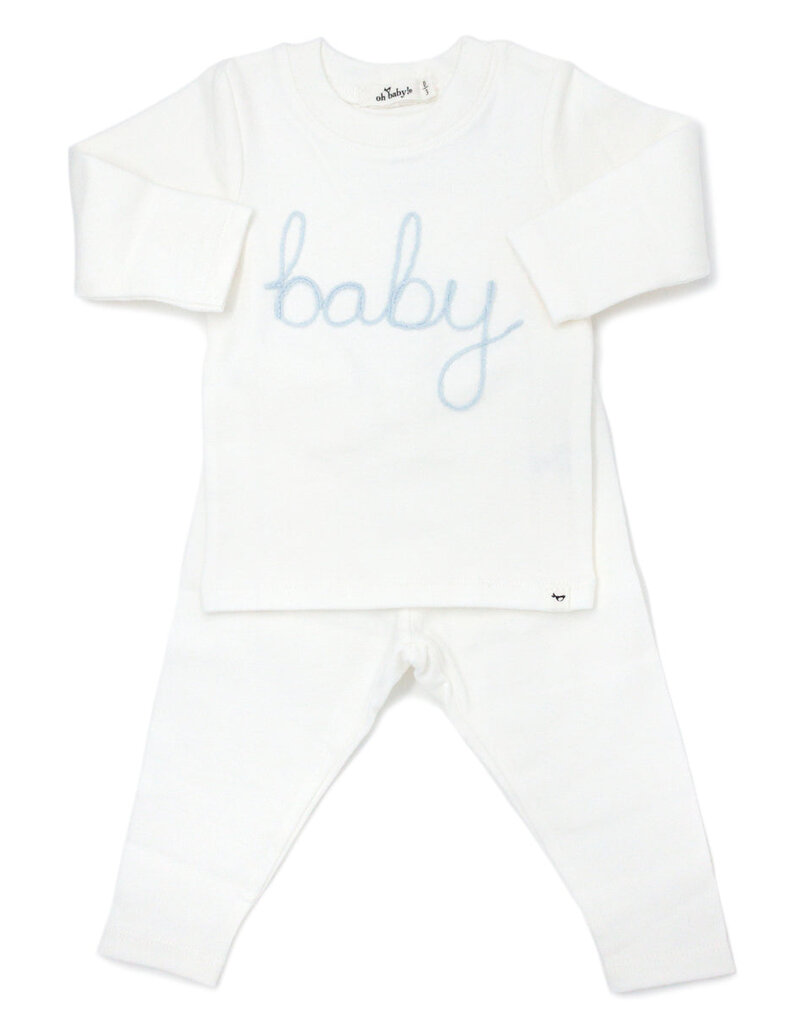 oh baby! Baby Sky Blue Embr 2pc Set