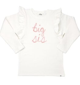 oh baby! Big Sis L/S Pink Sparkle Embr Tee Cream