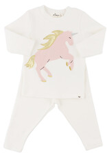 oh baby! Prancing Unicorn Applique L/S 2pc Set