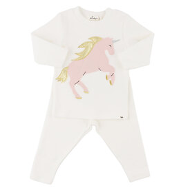 oh baby! Prancing Unicorn Applique L/S 2pc Set