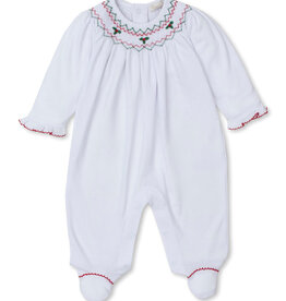 Kissy Kissy SALE White Footie w/Hand Smocking Holiday Medley