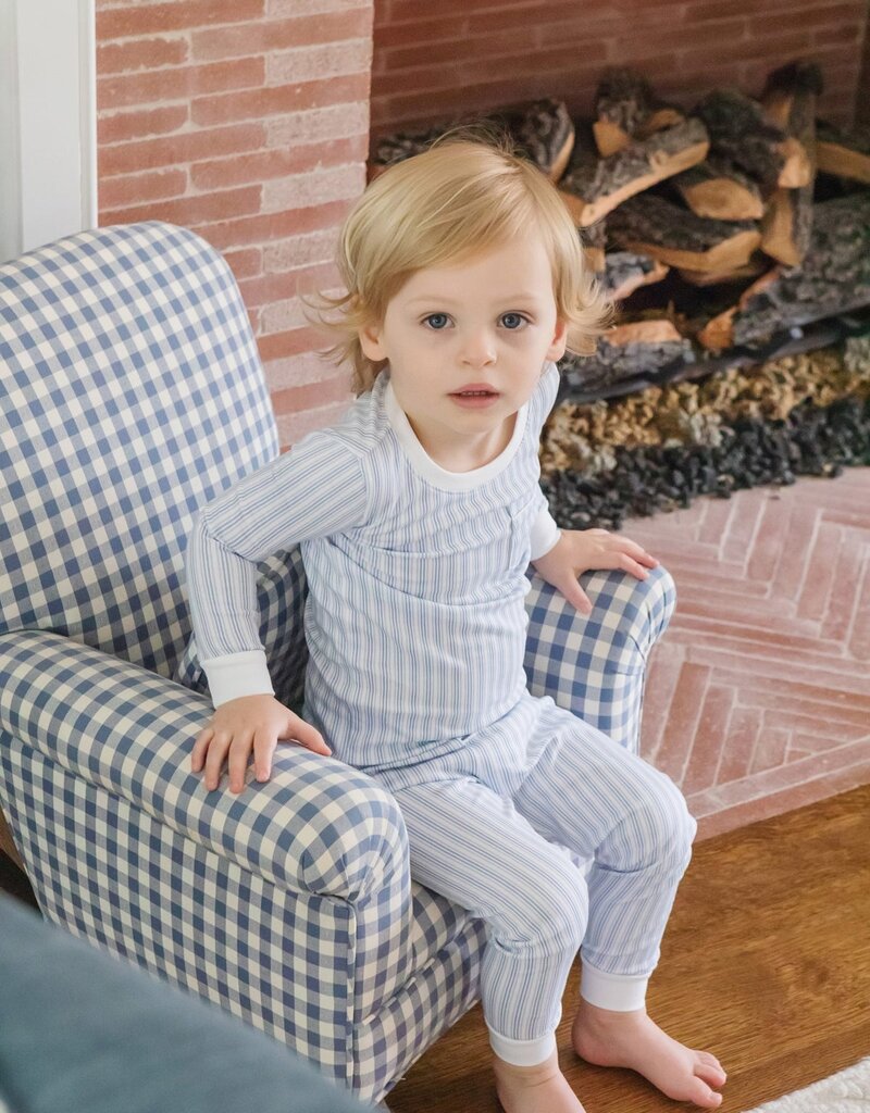 Lila + Hayes BRADFORD PAJAMA SET STRIPES IN BLUE