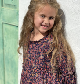 Poppet & Fox SALE Blue Red Floral Print Tiered Dress