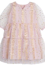 Bisby MADAKET DRESS PINK METALLIC STRIPE/STARS