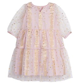 Bisby SALE MADAKET DRESS PINK METALLIC STRIPE/STARS