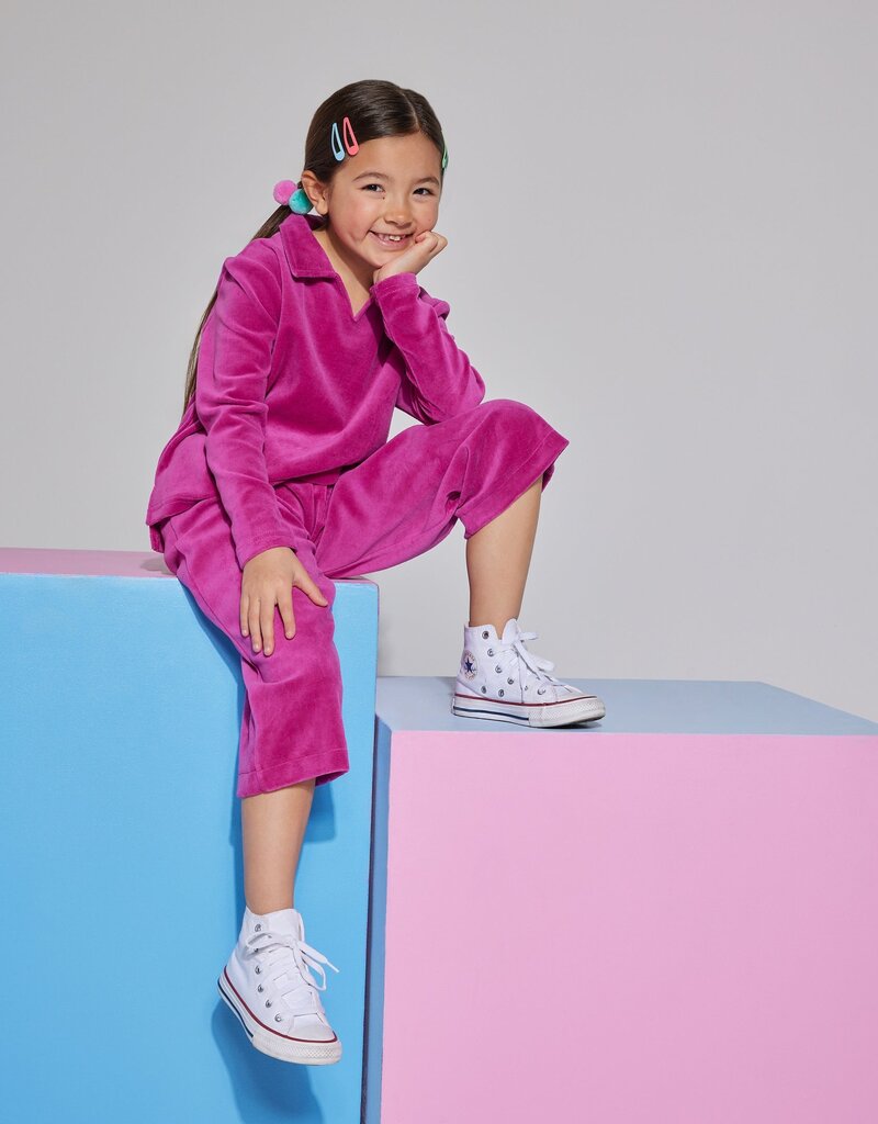Bisby POLO PULLOVER MAGENTA VELOUR