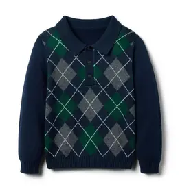 Janie and Jack SALE Argyle Polo Sweater Navy