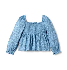 Janie and Jack SALE Blue Ditsy Floral Smocked Top