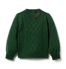 Janie and Jack SALE The Equestrian Cable Sweater Pine