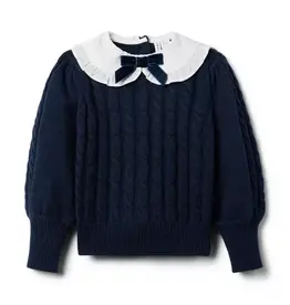 Janie and Jack SALE Navy Cable Knit Sweater w/Collar