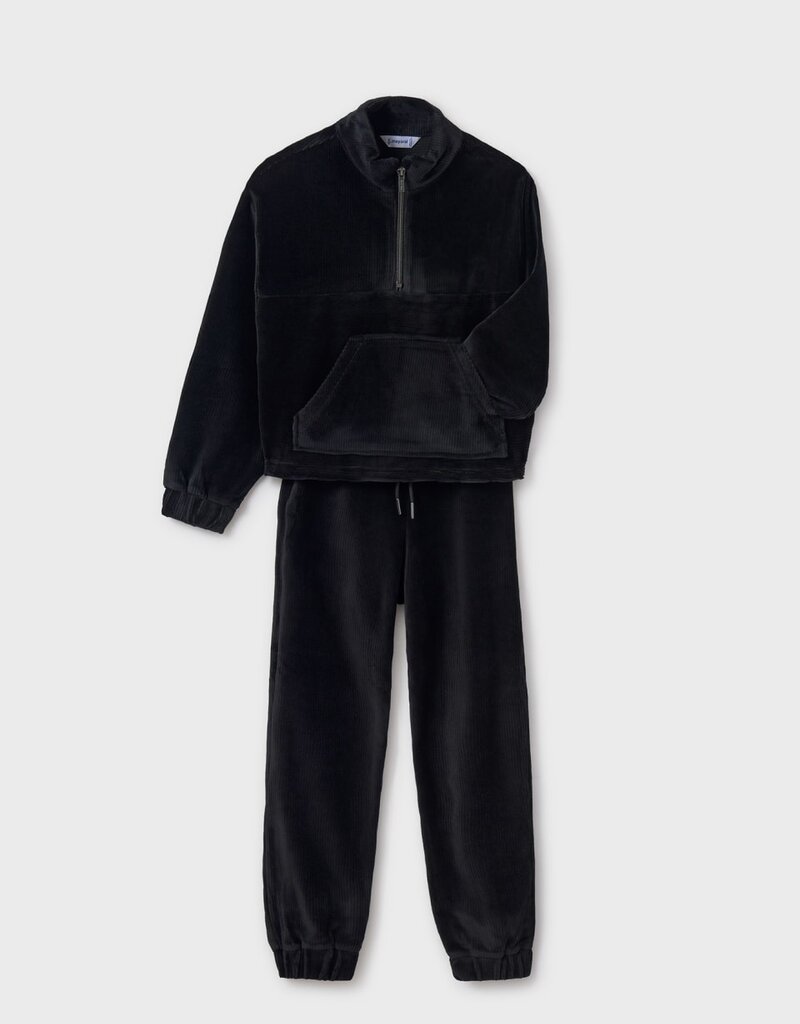 Mayoral Black Soft Ribbed Tracksuit