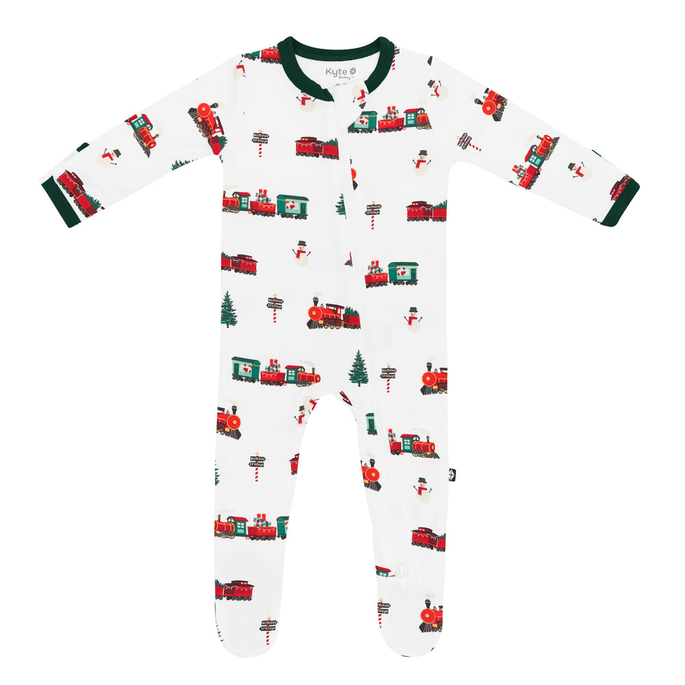 Kyte Baby Zippered Footie - Holiday Train Kyte Baby Zippered Footie - Holiday Train
