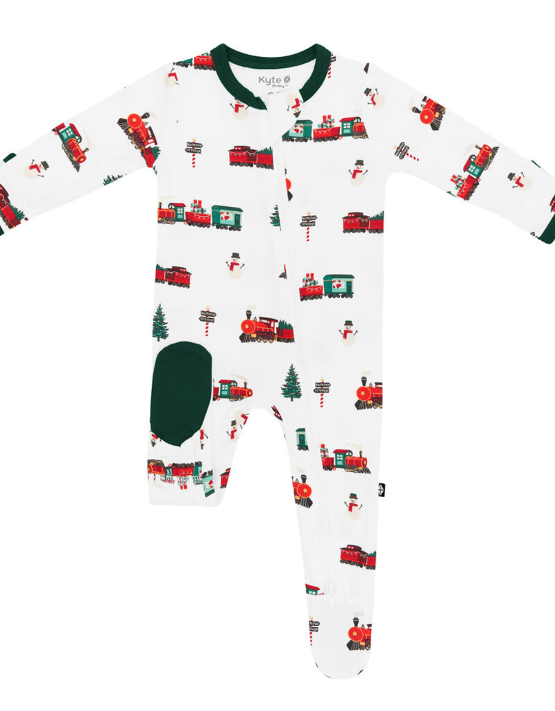 Kyte Baby Zippered Footie - Holiday Train Kyte Baby Zippered Footie - Holiday Train
